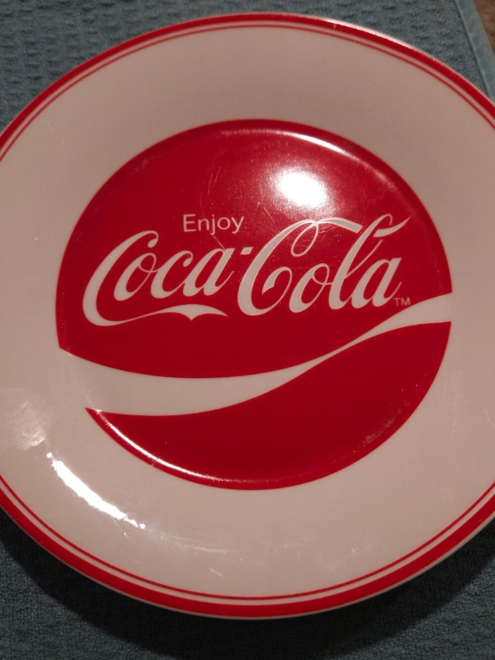 Coca Cola 3 Piece Dinnerware Place Setting, White and Red logo